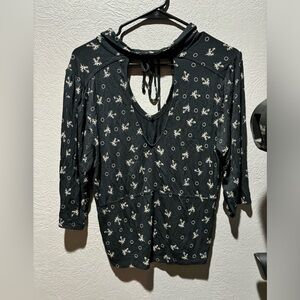 Free People floral cutout blouse size small